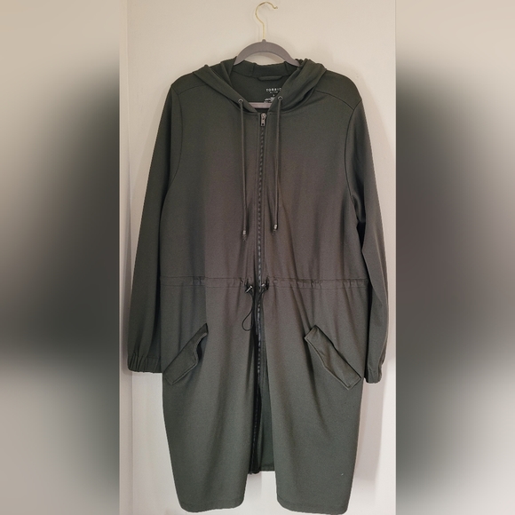 Torrid Active Army Green Cinched Waist Zip Up Hoodie Size 3 - Picture 2 of 12
